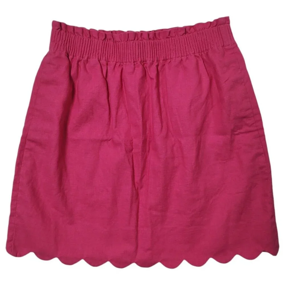 J. Crew Women's Pink Berry Scalloped Sidewalk Skirt Size 2